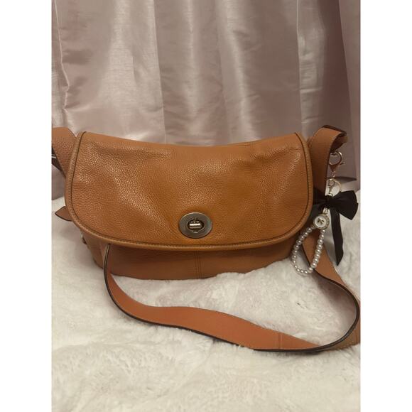 Coach Legacy Leather Saddle Crossbody Bag Orange Tan F15170 - Picture 14 of 16